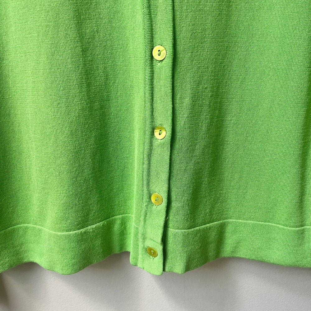 Vintage Cardigan Sweater Women's Small Silk Blend Lime Green Knit Retro Y2K - Picture 6 of 12